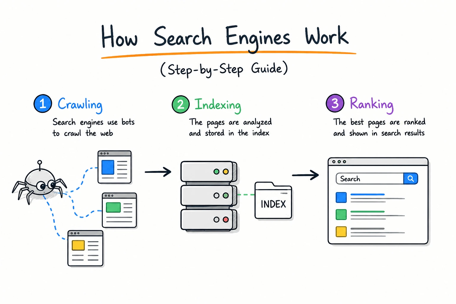 How Search Engines Work (Step-by-Step Guide for Beginners) - SEO guide and tips