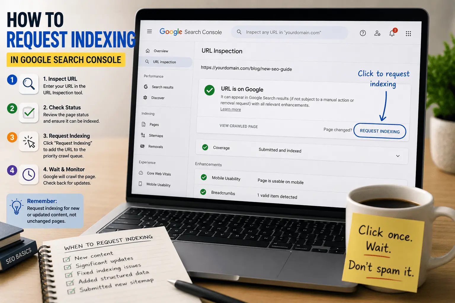 How to Request Indexing in Google Search Console (And When You Should) - SEO guide and tips