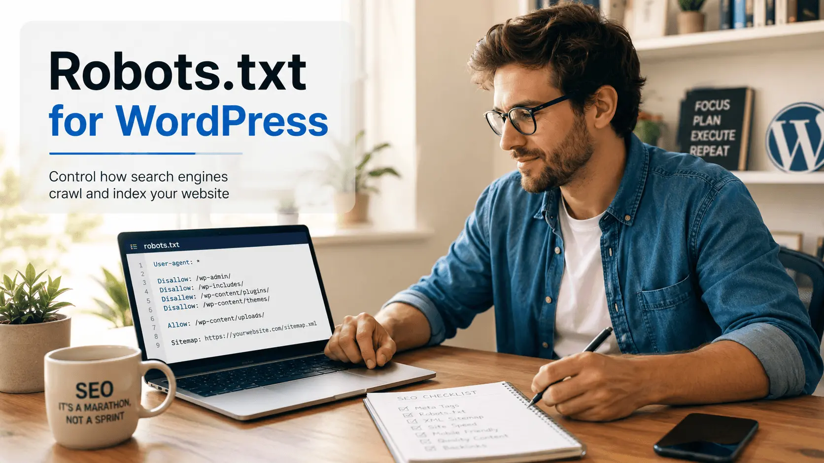 Robots.txt file settings for WordPress SEO and search engine crawl control guide